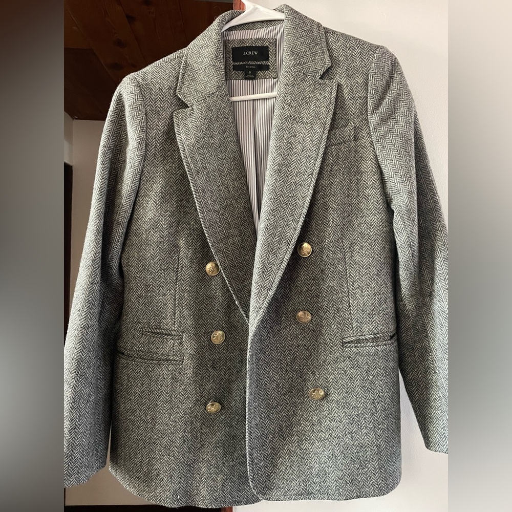J. Crew Graphite HerringboneTweed Bristol Blazer size 6
